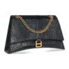 Borsa a catena media in coccodrillo Crush “Black” 716393210IX1000