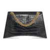 Borsa a catena media in coccodrillo Crush “Black” 716393210IX1000