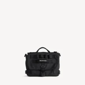 Borsa a tracolla da uomo in stile militare, piccola, nera