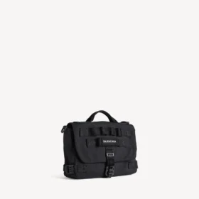 Borsa a tracolla da uomo in stile militare, piccola, nera