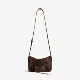 Borsa a tracolla da uomo Le City con patta, modello piccolo, color espresso chiaro