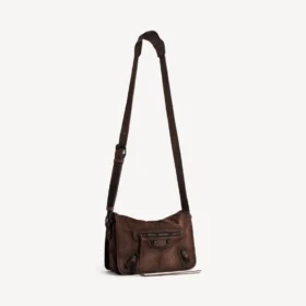 Borsa a tracolla da uomo Le City con patta, modello piccolo, color espresso chiaro
