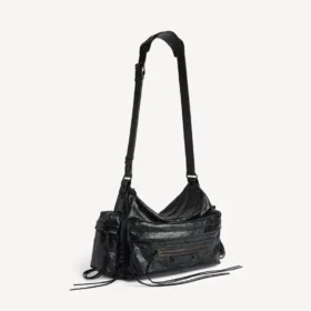 Borsa a tracolla da uomo Le City multipocket, modello medio, in nero
