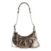 Borsa a tracolla Le Cagole XS metallizzata con stampa leopardata “Brown” 6713092AAV72529