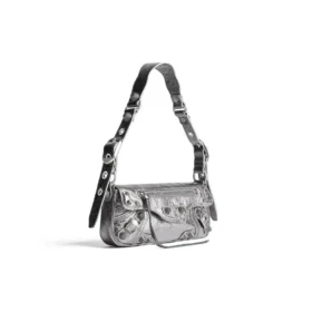 Borsa a tracolla Le Cagole Xs metallizzata “Silver” 7716700GT3Y8103
