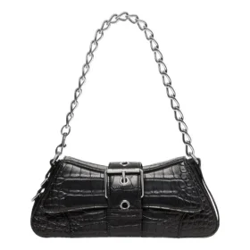 Borsa a tracolla Lindsay Small con motivo coccodrillo in rilievo “Black” 701141210C91000