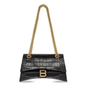 Borsa a tracolla piccola Crush con motivo coccodrillo in rilievo “Black” 716351210IX1000
