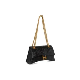 Borsa a tracolla piccola Crush con motivo coccodrillo in rilievo “Black” 716351210IX1000
