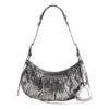 Borsa a tracolla piccola Le Cagole metallizzata “Silver” 6713070GT3Y8103