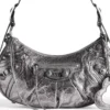 Borsa a tracolla piccola Le Cagole metallizzata “Silver” 6713070GT3Y8103