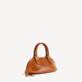 Borsa da bowling da donna Bolero mini in pelle color cuoio