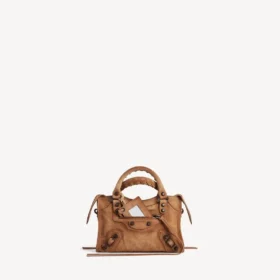 Borsa da città da donna mini in color cammello
