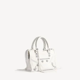 Borsa da donna Le City piccola con borchie giganti e strass in bianco ottico