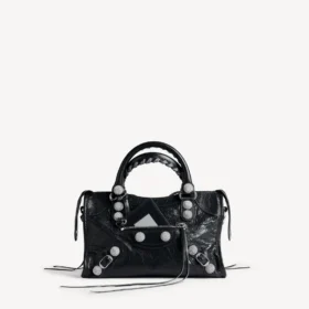 Borsa da donna Le City piccola con borchie giganti e strass, nera