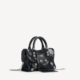Borsa da donna Le City piccola con borchie giganti e strass, nera