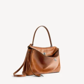 Borsa da donna Rodeo media in pelle color tan stile cowboy