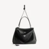 Borsa Rodeo grande in pelle di vitello martellata nera Borsa Rodeo grande in pelle di vitello martellata nera