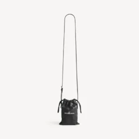 Borsa shopper da uomo con porta-cellulare, nera