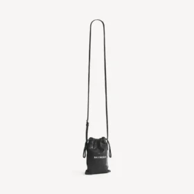 Borsa shopper da uomo con porta-cellulare, nera