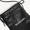 Borsa shopper da uomo con porta-cellulare, nera