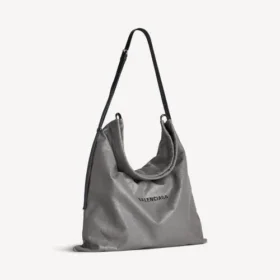 Borsa shopper da uomo con sacchetto protettivo, tracolla, grande, in grigio