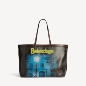 Borsa tote da donna grande in nero/giallo