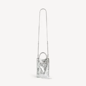 Borsa tote da donna Le City con porta-cellulare, color argento