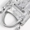Borsa tote da donna Le City con porta-cellulare, color argento