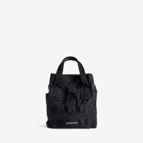 Borsa tote da uomo in stile militare, piccola, nera