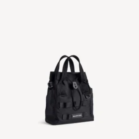 Borsa tote da uomo in stile militare, piccola, nera
