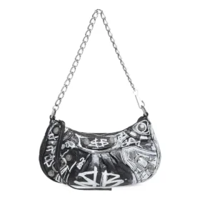 Borsetta Le Cagole con catena e graffiti “Black” 695814210G61090