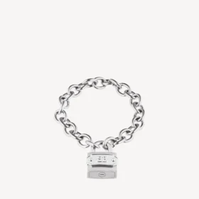 Bracciale con lucchetto in Si bemolle, argento/argento anticato
