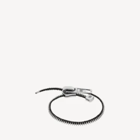 Bracciale fai da te con chiusura a zip in argento lucido/argento anticato/nero