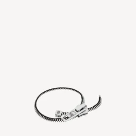 Bracciale fai da te con chiusura a zip in argento lucido/argento anticato/nero