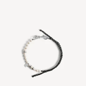 Bracciale/girocollo Malibu con perle in nero/bianco/argento lucido Bracciale/girocollo Malibu con perle in nero/bianco/argento lucido