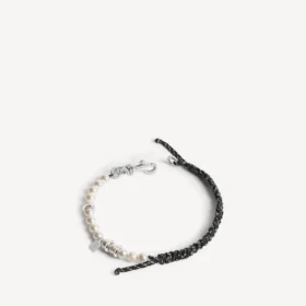 Bracciale/girocollo Malibu con perle in nero/bianco/argento lucido Bracciale/girocollo Malibu con perle in nero/bianco/argento lucido