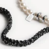 Bracciale/girocollo Malibu con perle in nero/bianco/argento lucido