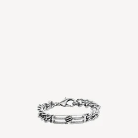 Bracciale gourmette con icona BB Icon in argento anticato