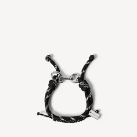 Bracciale Malibu in cordoncino nero/bianco/argento lucido