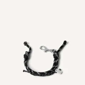 Bracciale Malibu in cordoncino nero/bianco/argento lucido