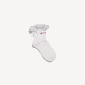 Calze da donna con fiocco in bianco/rosa