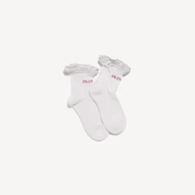 Calze da donna con fiocco in bianco/rosa