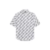 Camicia a maniche corte con scarabocchi su tutta la superficie “Bianco Nero” 681702TLLJ49040