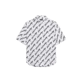 Camicia a maniche corte con scarabocchi su tutta la superficie “Bianco Nero” 681702TLLJ49040 Camicia a maniche corte con scarabocchi su tutta la superficie “Bianco Nero” 681702TLLJ49040