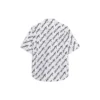 Camicia a maniche corte con scarabocchi su tutta la superficie “Bianco Nero” 681702TLLJ49040