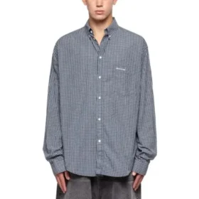 Camicia a maniche lunghe a quadri “Blue” 690340TMM373768 Camicia a maniche lunghe a quadri “Blue” 690340TMM373768