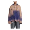 Camicia a maniche lunghe con cappuccio a quadri sbiaditi “Purple Beige” 699223TMM095212