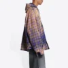 Camicia a maniche lunghe con cappuccio a quadri sbiaditi “Purple Beige” 699223TMM095212