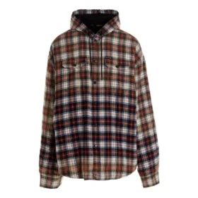 Camicia a maniche lunghe con cappuccio a quadri sbiancata “Red White Black” 699223TMM059783 Camicia a maniche lunghe con cappuccio a quadri sbiancata “Red White Black” 699223TMM059783
