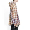 Camicia a maniche lunghe con cappuccio a quadri sbiancata “Red White Black” 699223TMM059783